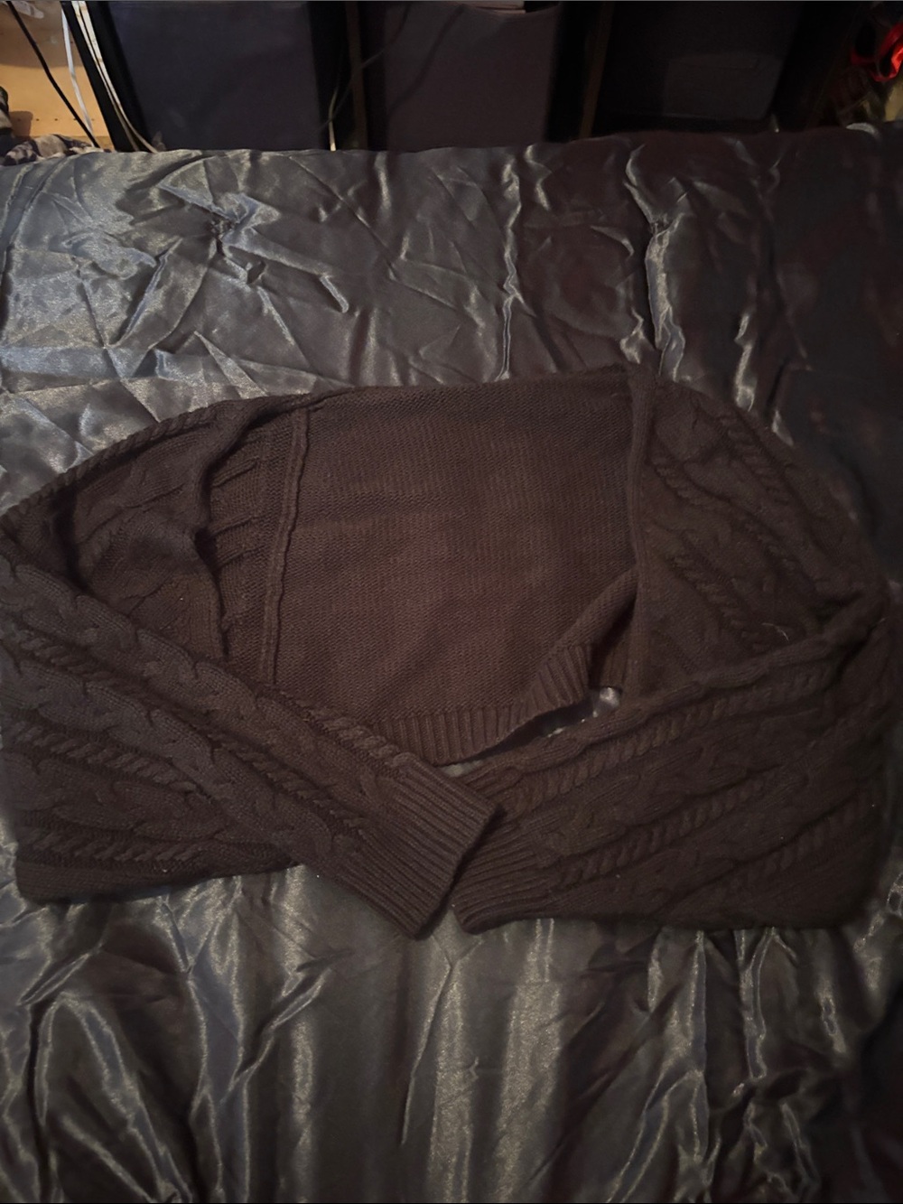 Women's Black Cable Cardigan Sweater